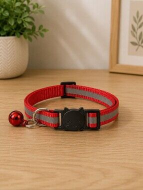 Red And Black Bell, Reflective & Adjustable Breakaway Safe Cat Collar